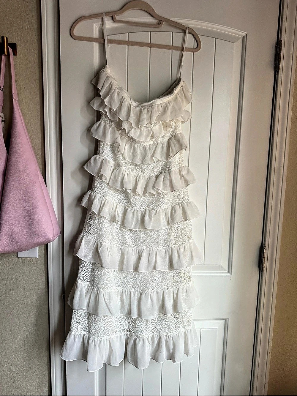 Anthropologie Ruffle Mini Dress in White